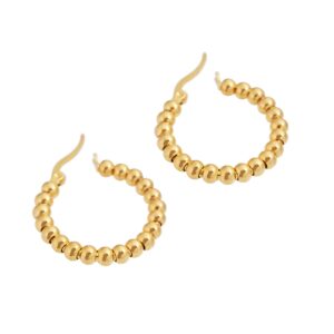 Edforce Stainless Steel Beads Hoop Earrings (27mm) (Gold)