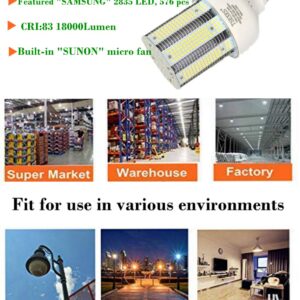 TSEXES 120W LED Corn Cob Bulb,E26/E39 Mogul Base Lamp, 6000K Daylight 18000LM Replacement 400-600 Watt Metal Halide HID HPS CFL, for Garage Warehouse Parking lot High Bay Work Shop Lamp