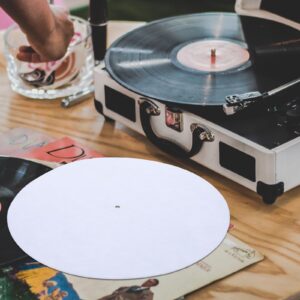 Turntable Mat Dj Slipmats White 30 X 30 X 0.2cm Anti-Static Felt Mat for Record Player