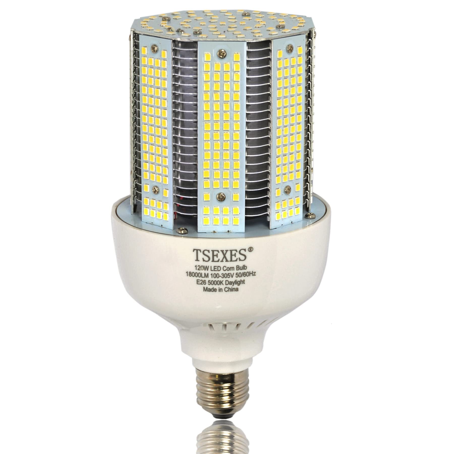 TSEXES 120W LED Corn Cob Bulb,E26/E39 Mogul Base Lamp, 6000K Daylight 18000LM Replacement 400-600 Watt Metal Halide HID HPS CFL, for Garage Warehouse Parking lot High Bay Work Shop Lamp