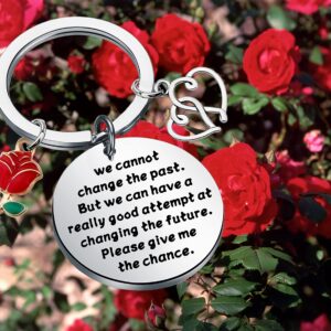 SEIRAA Apology Gift Forgive Me Gifts to Say You're Sorry for Him Her We Cannot Change the Past Keychain (Apology keychain)