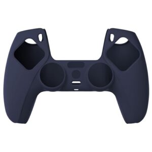 PlayVital Midnight Blue Pure Series Anti-Slip Silicone Cover Skin for ps5 Controller, Soft Rubber Case for ps5 Wireless Controller with Black Thumb Grip Caps