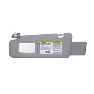 MYFANDOOR Left Driver Side Sun Visor with W/Vanity Light Compatible with Toyota Highlander 2008-2013 Replaces # 74320-48500-B0 (Gray)