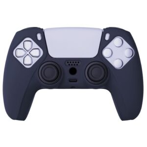 PlayVital Midnight Blue Pure Series Anti-Slip Silicone Cover Skin for ps5 Controller, Soft Rubber Case for ps5 Wireless Controller with Black Thumb Grip Caps