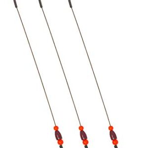 TOOTH SHIELD TACKLE Tungsten Weighted Ice Fishing Tip Up Leader/Rig (90 lb) / (1/8 oz) Ice Fishing Sucker Walleye Pike Musky Predator Rig (3 Pack) [Camo/Red Tungsten/Red Bead] (Hook Size: 6)