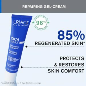 Uriage Bariederm CICA-Daily Gel-Cream 1.35 fl.oz. | Anti-Aging Face Cream that Prevents Fine Lines & Visible Imperfections | Hydrating Skin Therapy with Centella Asiatica & Hyaluronic Acid