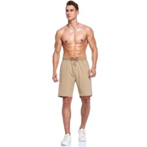 Immerguter Mens Shorts Adjustable Elastic Waist Casual Workout Shorts with Pockets,42,HC-ZZ-Khaki