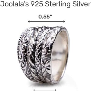 Joolala Fairytell Four Element Design Fashion Twirl Ring in 925 Sterling Silver – Anniversary Band for Women, Size 6