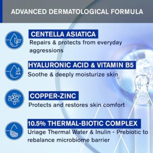 Uriage Bariederm CICA-Daily Gel-Cream 1.35 fl.oz. | Anti-Aging Face Cream that Prevents Fine Lines & Visible Imperfections | Hydrating Skin Therapy with Centella Asiatica & Hyaluronic Acid