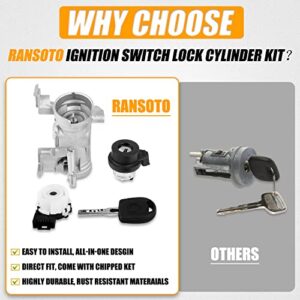 RANSOTO Ignition Starter Switch Lock Cylinder Compatible with 2003-2013 Volkswagen VW Golf Jetta MK5 Audi A3 TT R8 Replaces 1K0905851B 1K0905865 5Q0905865A Ignition Switch Steering Lock with Key