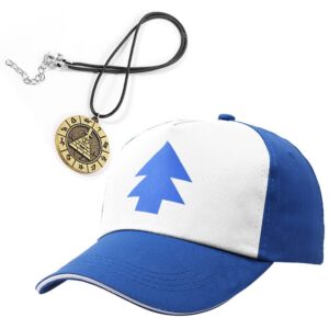 eikou gravity falls hat adjustable dipper's hat blue dipper hat baseball cap(come with the necklace)