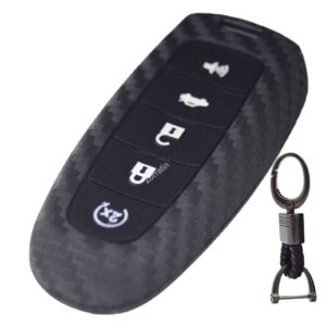 Carbon Silicone Key Fob Cover Case Protector with Keychain for Ford C-Max Focus Edge Escape Explorer Expedition Taurus & Lincoln MKT MKX MKS Navigator