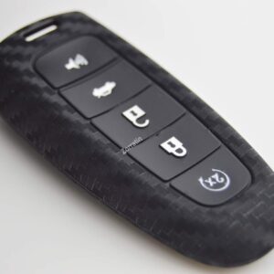 Carbon Silicone Key Fob Cover Case Protector with Keychain for Ford C-Max Focus Edge Escape Explorer Expedition Taurus & Lincoln MKT MKX MKS Navigator