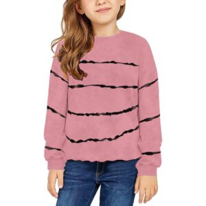 Ebifin Girls Sweatshirts Kids Casual Long Sleeve Crewneck Lightweight Pullover Tops Size 4-15