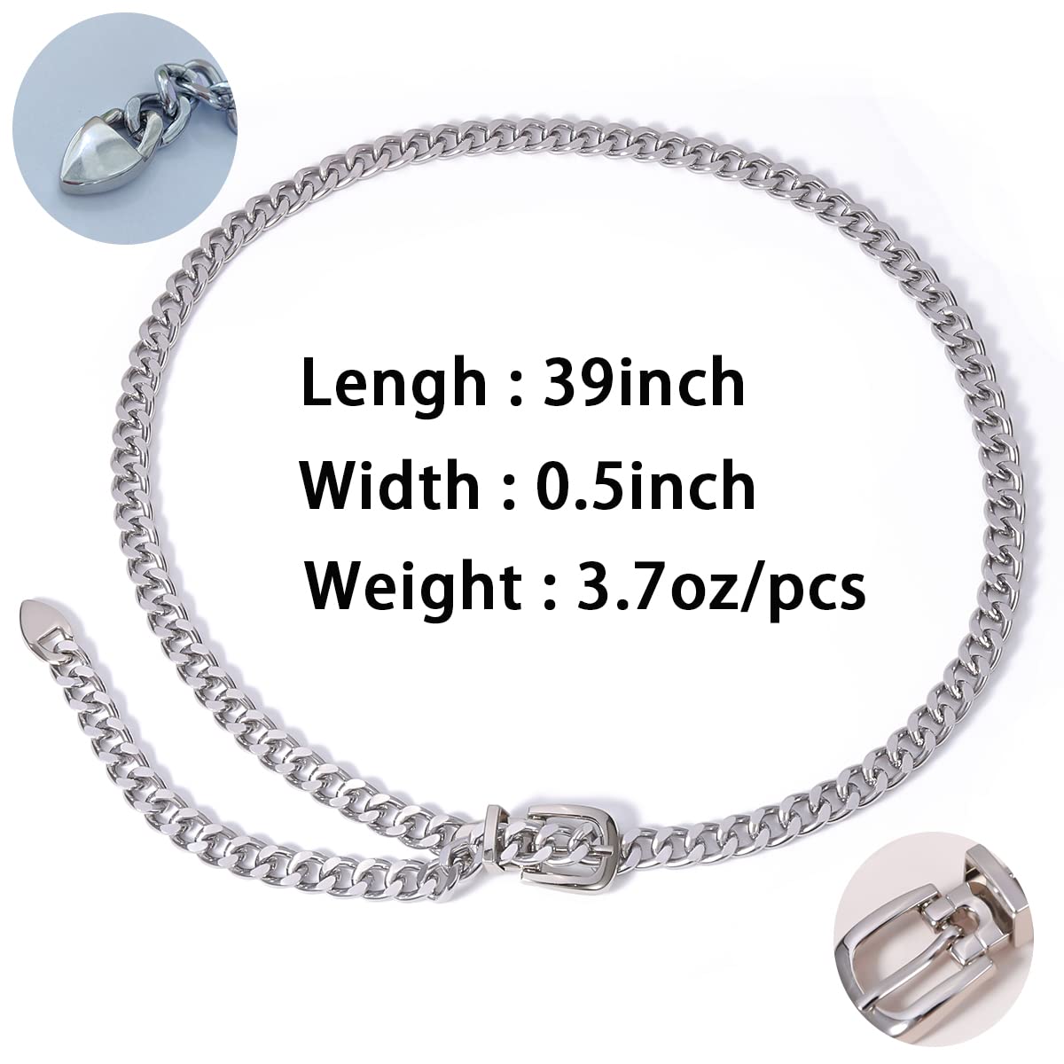 Chain Belts for Women Waist Chain Belt Chain Chunky Jewelry for Women Teen Girls (Silver-39)