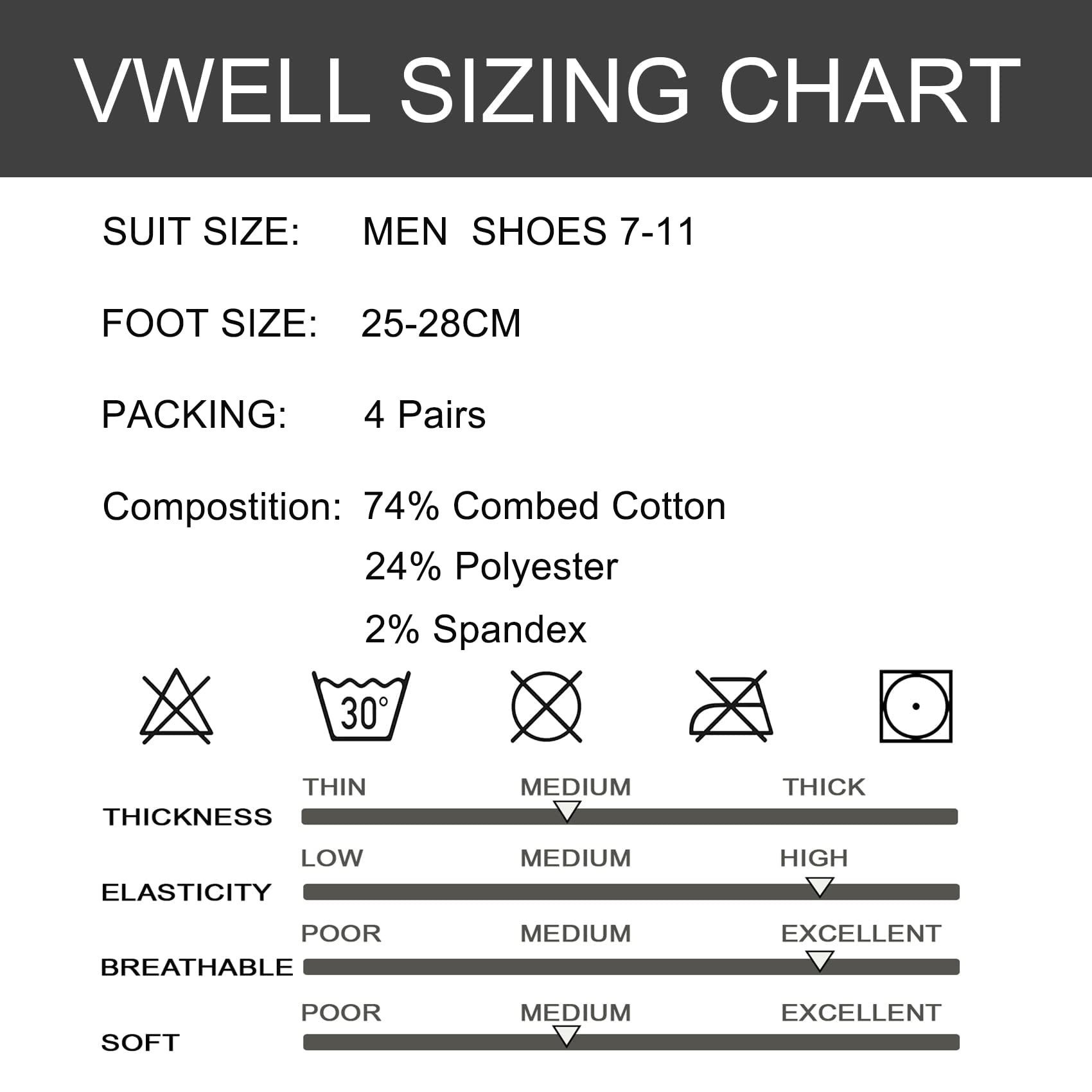 VWELL Cotton Toe Socks Five Finger Socks No Show Crew Athletic Running Socks 4 Pairs,Size 7-11