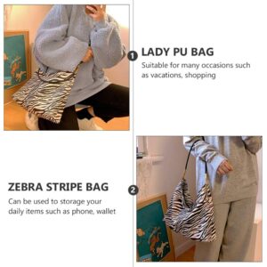 1pc Shoulder Bags Camera Shoulder Strap Zebra Print Bag Shoulder Handbags Black Tote Bag for Women Crossbody Bags for Women Lady Bag Pu Miss Pearlescent Underarm Bag White