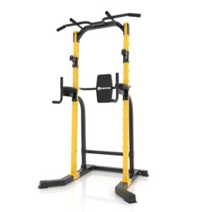 ZENOVA Power Tower Pull Up Bar Station, Pull Up Tower Dip Station for Home Fitness Exercise,Multi-Function Workout Equipment Squat Rack (Yellow)