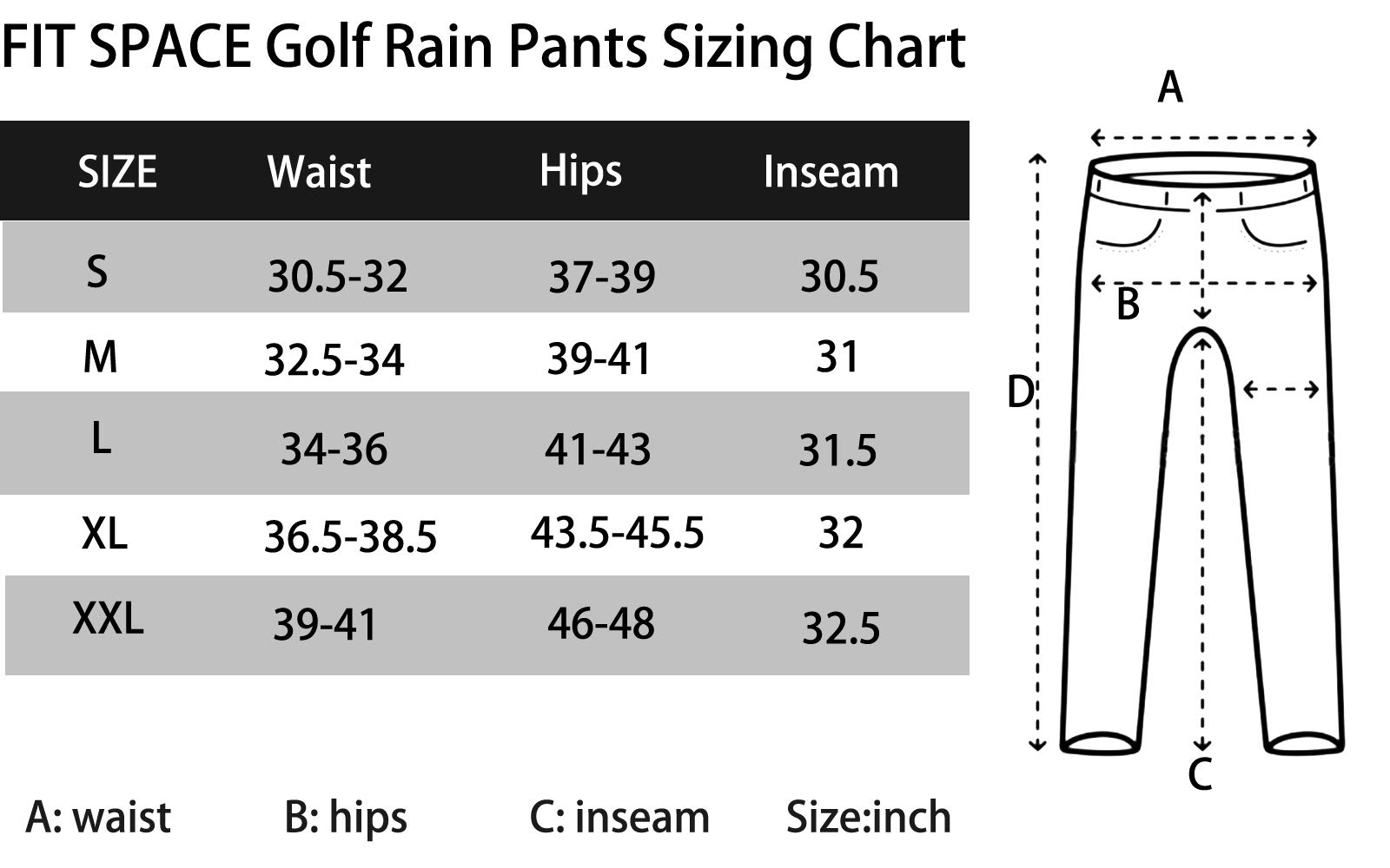 fit space Golf Climastorm Permanent Rain Pants Waterproof 20K Lightweight Performance Sporty Trousers (Black Pro, XX-Large)