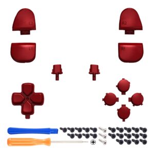 eXtremeRate Replacement D-pad R1 L1 R2 L2 Triggers Share Options Face Buttons, Scarlet Red Full Set Buttons Compatible with ps5 Controller BDM-030 BDM-040 - Controller NOT Included