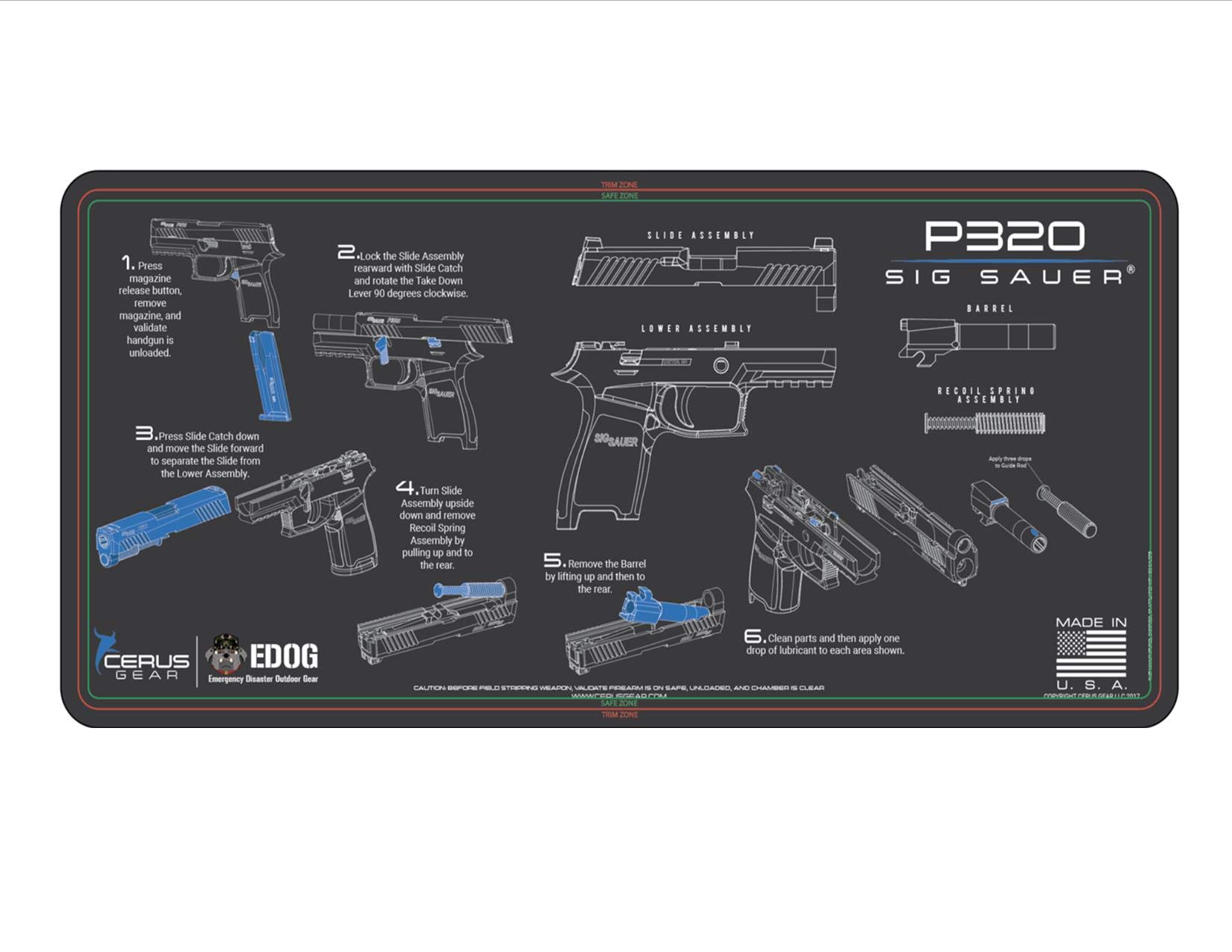 EDOG Range Warrior 27 Pc Gun Cleaning Kit - Compatible with Sig P320 - Instructional Step by Step Pistol Mat, Range Warrior Universal .22 9mm - .45 Kit & Tac Book Accessories Set