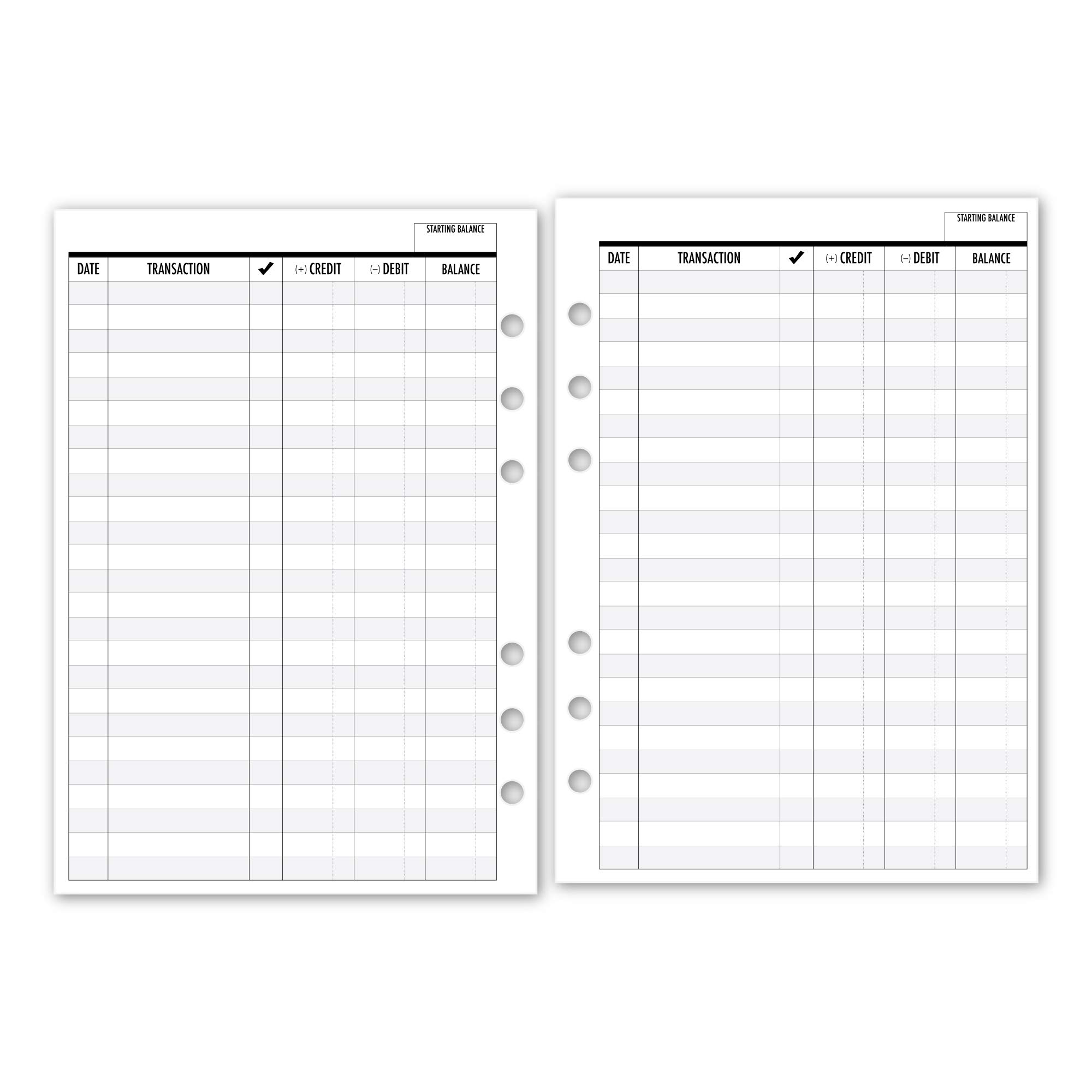 A5 Checkbook Registers Planner Insert Refill, 5.83″ x 8.27″, Fits 6-Rings Binders - Filofax, LV GM, Moterm, Choose Quantity