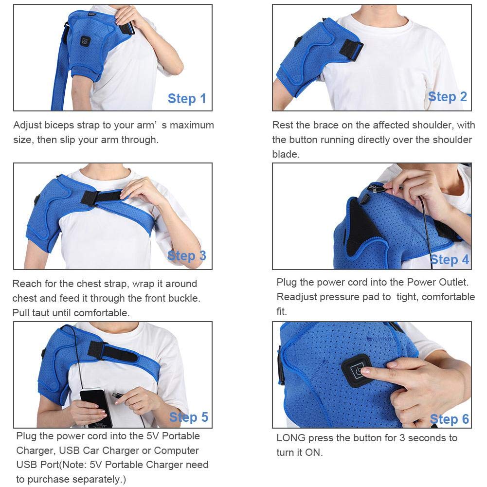 Yosoo Heated Shoulder Brace Support Wrap,rotator cuff brace Heating Pad Support Brace,shoulder heating pads electric for Rotator Cuff, Joint Capsule & Biceps Tendon Injury Frozen Shoulder Shoulder