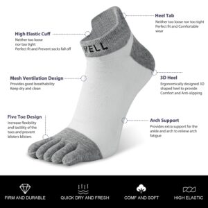 VWELL Cotton Toe Socks Five Finger Socks No Show Crew Athletic Running Socks 4 Pairs,Size 7-11