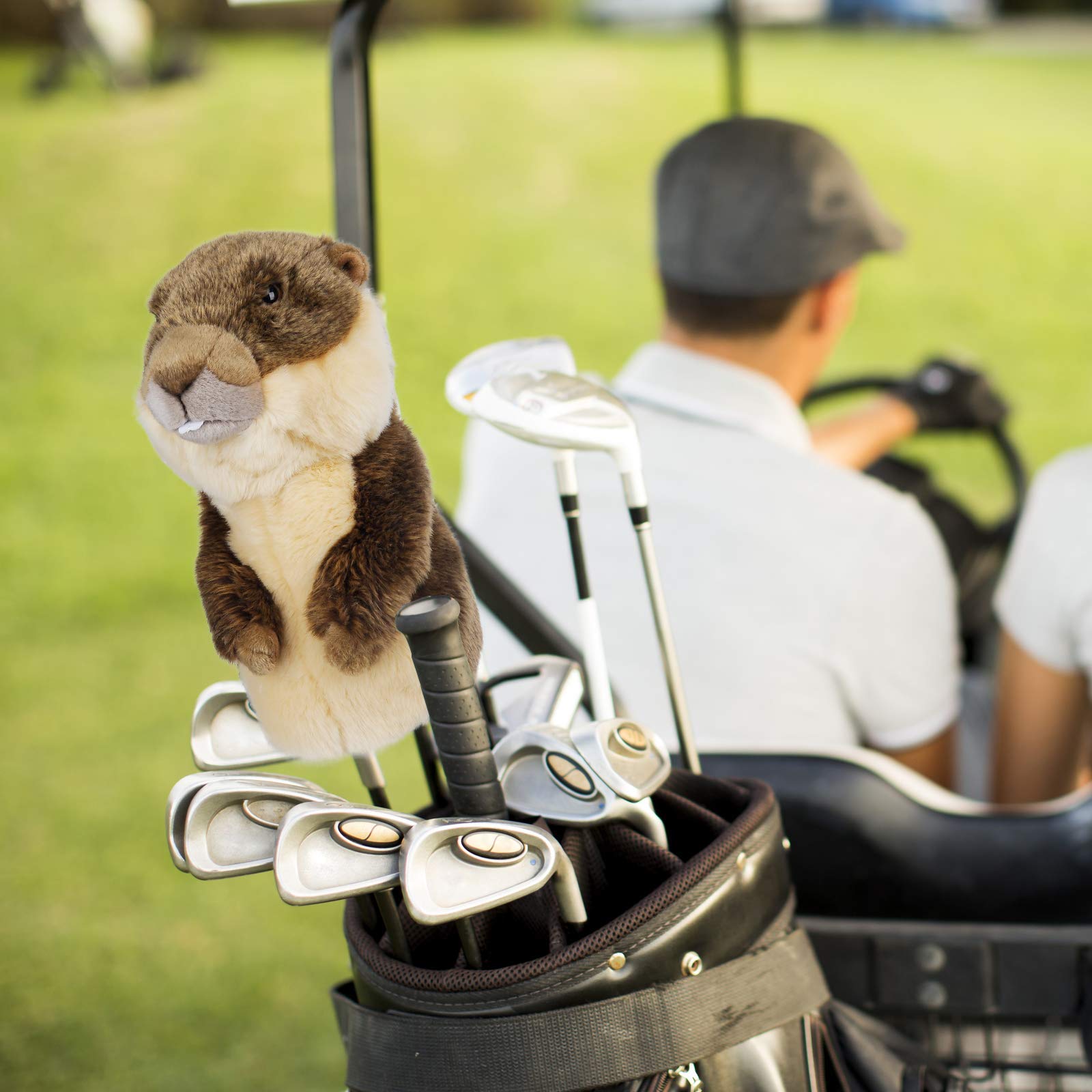 Golf Club Covers, Groundhog/Sloth Marmot Golf Head Covers, Gopher Cover for Drivers, Adorable Crafted Plush Animal Covers, Brown Beige for Men, Women