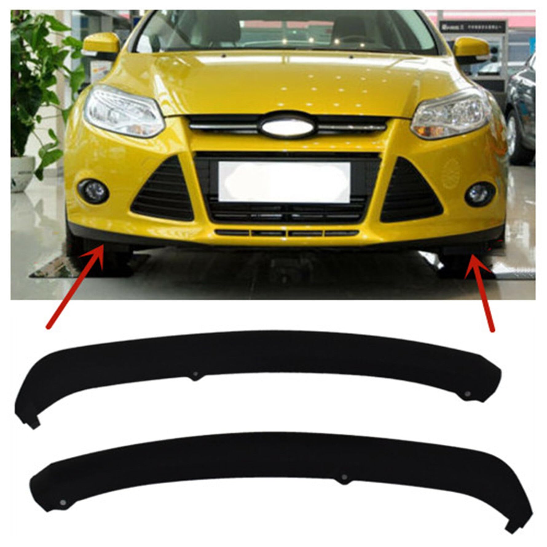 munirater Front Bumper Spoiler Lip Air Chin Splitter Replacement for Focus Sedan/Hatchback 2012 2013 2014 Bumper Valance Deflector Panel Air Dam Left + Right FO1095244C