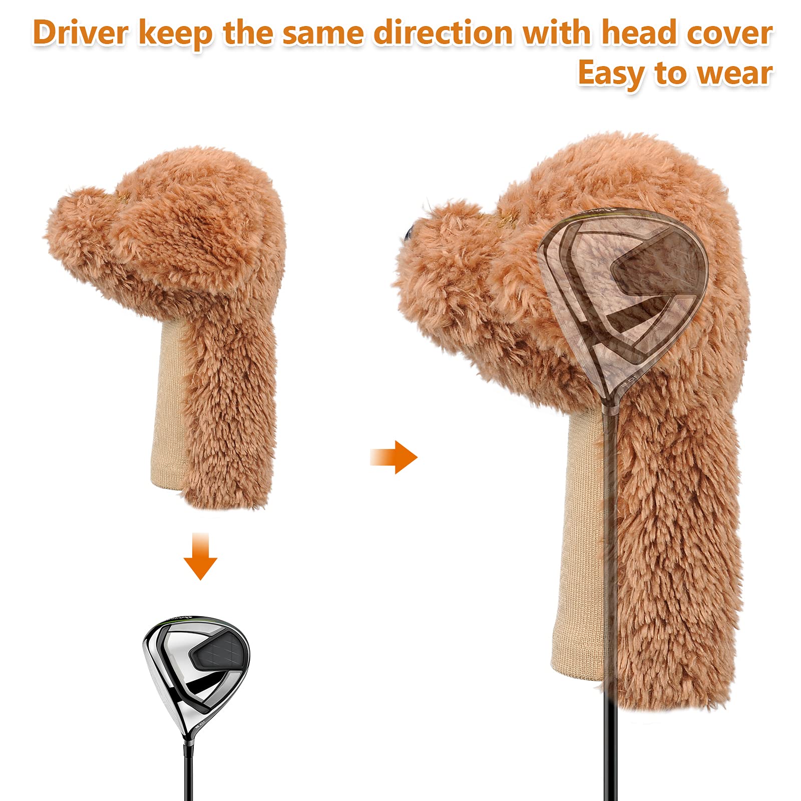 Bozily Golf Covers Doodle Headcovers, Labradoodle/Golden Doodle Dog Golf Club Head Covers, Adorable & Soft Golf Club Protector