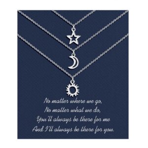 Friendship Necklace for 3 Trio Necklaces for Best Friends Matching Sun Moon Star Necklace Friendship Jewelry Gifts for 3 Women Teens Girls