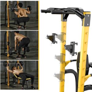 ZENOVA Power Tower Pull Up Bar Station, Pull Up Tower Dip Station for Home Fitness Exercise,Multi-Function Workout Equipment Squat Rack (Yellow)