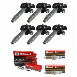 mck 6pcs ignition coil pack and motorcraft platinum spark plug compatible with ford mustang lincoln mazda mercury edge f-150 fusion mks mkt mkx 08-16 2.7 3.7 3.5 v6 5c1652 e1053