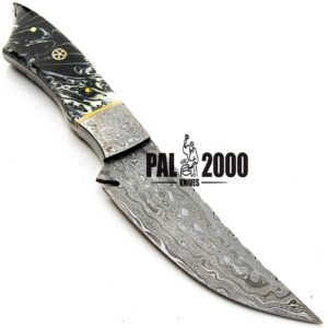 PAL 2000 HUNTING KNIVES KNI-9399 Handmade Damascus Steel Bowie Knife With Leather Sheath