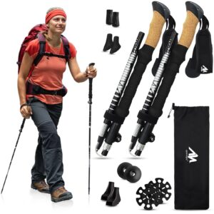 ayamaya collapsible trekking poles for hiking – lightweight aluminum alloy 7075 folding nordic hiking walking sticks for men and women with flicklock system