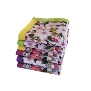 AIMHANKY Handkerchiefs for Women 100% Soft Cotton with Floral Print 17.8 Ines Pack of 6