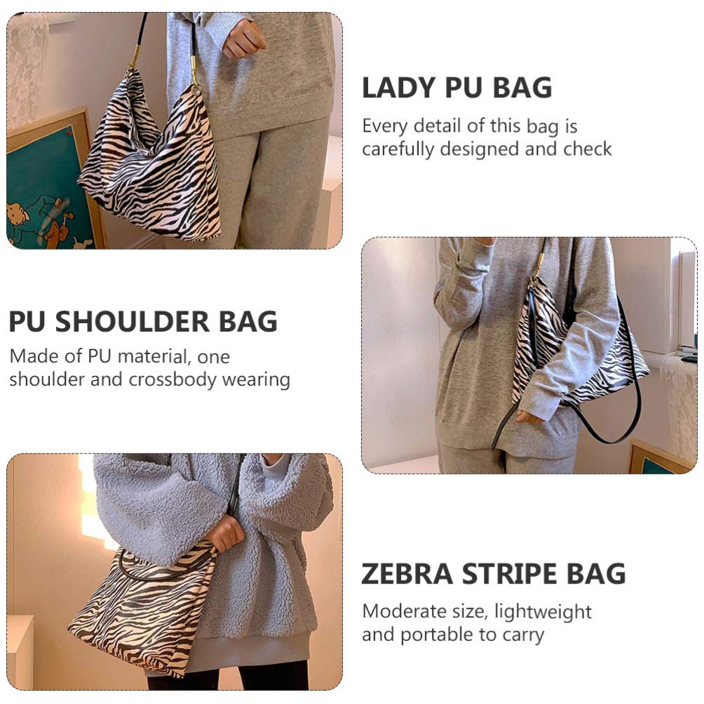 1pc Shoulder Bags Camera Shoulder Strap Zebra Print Bag Shoulder Handbags Black Tote Bag for Women Crossbody Bags for Women Lady Bag Pu Miss Pearlescent Underarm Bag White