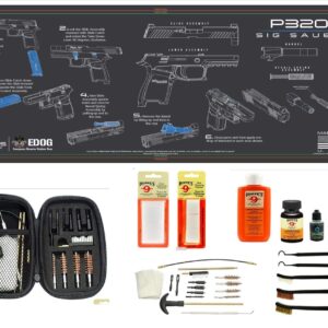 EDOG Range Warrior 27 Pc Gun Cleaning Kit - Compatible with Sig P320 - Instructional Step by Step Pistol Mat, Range Warrior Universal .22 9mm - .45 Kit & Tac Book Accessories Set