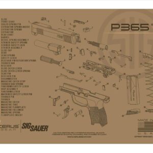 EDOG Range Warrior 27 Pc Gun Cleaning Kit - Compatible with Sig Sauer P365 Tan - Schematic (Exploded View) Mat, Range Warrior Universal .22 9mm - .45 Kit & Tac Book Accessories Set