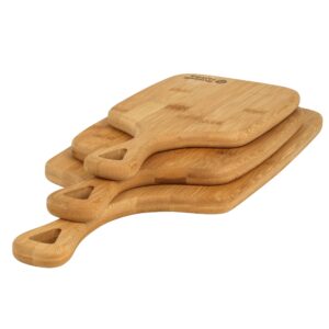 Russell Hobbs RH01971EU 3 Piece Bamboo Chopping Board Set - Reversible Paddle, Food Preparation & Charcuterie Platter Cheese Board Set, Strong & Durable, Grazing Board, 30/35/45cm With Hanging Holes