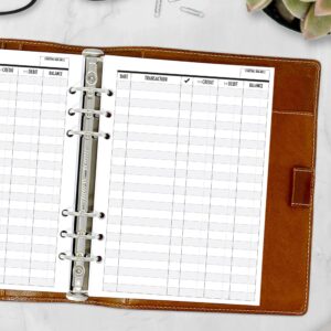 A5 Checkbook Registers Planner Insert Refill, 5.83″ x 8.27″, Fits 6-Rings Binders - Filofax, LV GM, Moterm, Choose Quantity