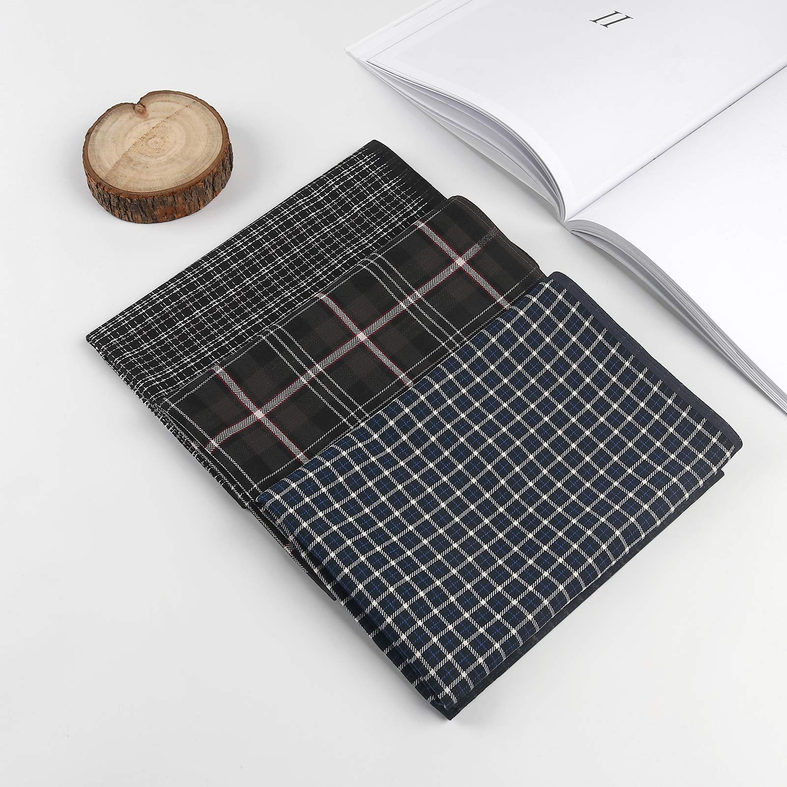 HOULIFE Men’s Handkerchiefs, Black Cotton Handkerchiefs for Men, 17x17 11 Pcs