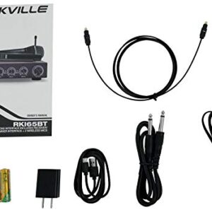 Rockville RKI65BT Dual UHF Wireless Microphones+Bluetooth Karaoke Mic Interface, Black