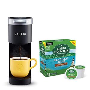 keurig k-mini single serve coffee maker with green mountain coffee roasters nantucket blend, medium roast, 32 ct k-cup coffee pods