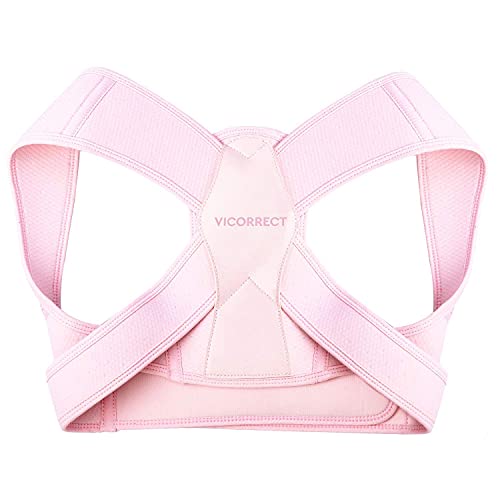 Vicorrect Posture Corrector for Women and Men, Adjustable Upper Back Brace for Clavicle Support and Providing Pain Relief from Neck, Shoulder, and Upper Back S-M (25"-35")