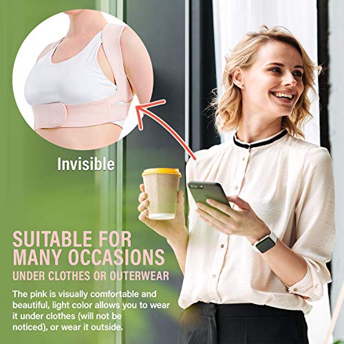 Vicorrect Posture Corrector for Women and Men, Adjustable Upper Back Brace for Clavicle Support and Providing Pain Relief from Neck, Shoulder, and Upper Back S-M (25"-35")