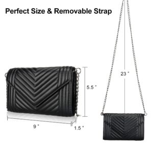 Small Leather Crossbody Bag for Women Clutch Purse Womens Handbag Black Crossbody Purse Designer Shoulder Bag wiht Chain Strap Quilted Cross Body Bags Phone Purses