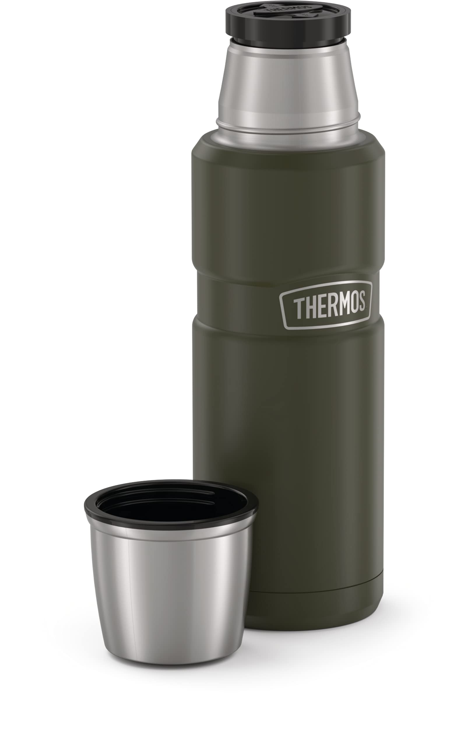 Thermos Stainless King Vacuum-Insulated Compact Bottle, 16 Ounce, Army Green