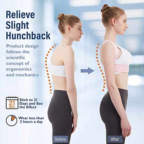 Vicorrect Posture Corrector for Women and Men, Adjustable Upper Back Brace for Clavicle Support and Providing Pain Relief from Neck, Shoulder, and Upper Back S-M (25"-35")